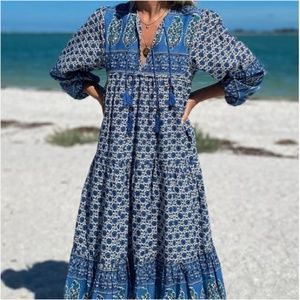 Emerson Fry India Collection Indigo Heirloom Maxi Dress S